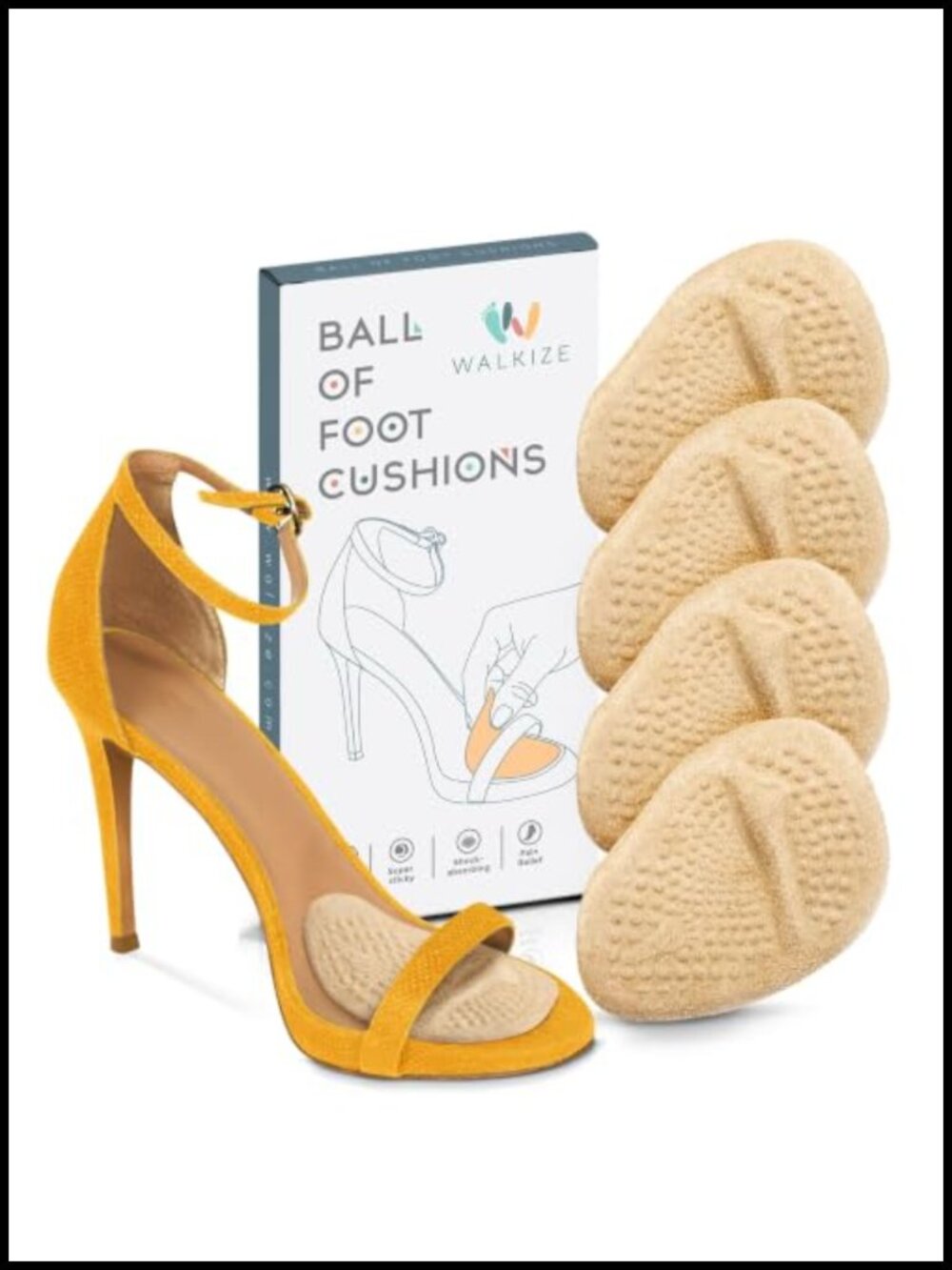 Metatarsal Pads Ball of Foot Cushions 2 Pairs Shoe Inserts Pain Relief
